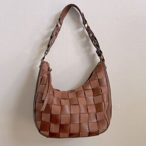 Faux Leather Woven Checkered Mini Handbag